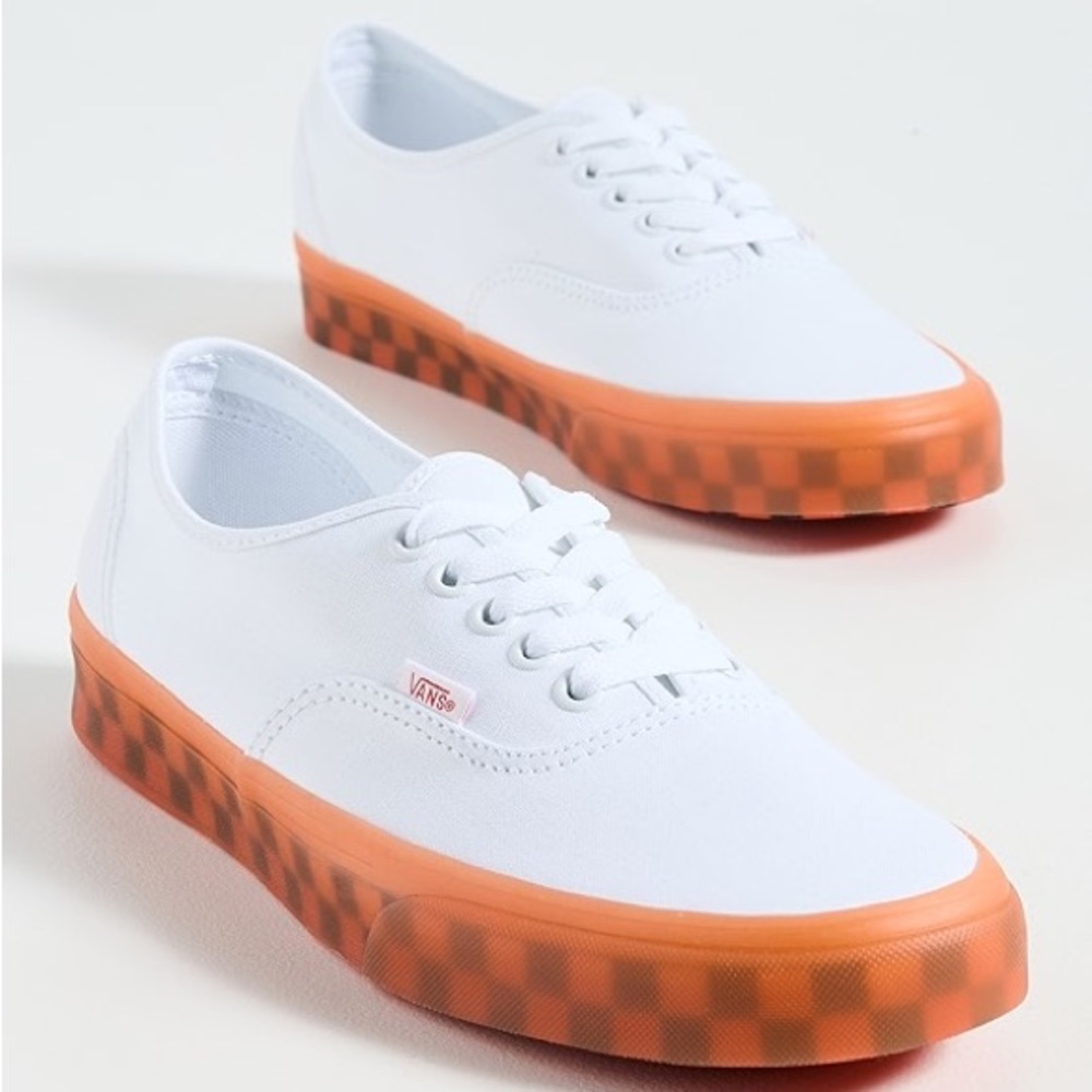 Vans White/Orange Trim Canvas Authentic Translucent Sneaker Size Men 7.5 Women 9 - Picture 1 of 9